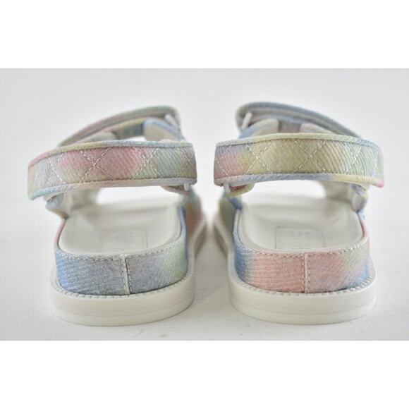 Chanel 22C Green Pink Blue White CC Logo Mule Slide Strap Flat Dad Sandal 36 - Picture 11 of 12